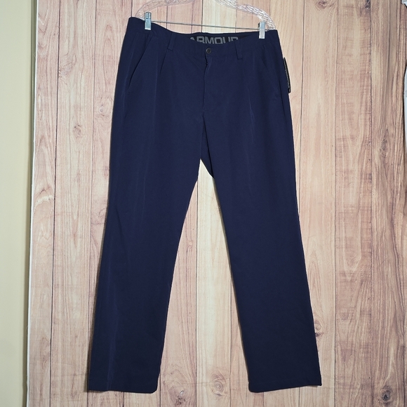 Under Amour Heat Gear Loose Fit Mens Navy Blue Straight  Pants Size 38 NWT - Picture 4 of 8